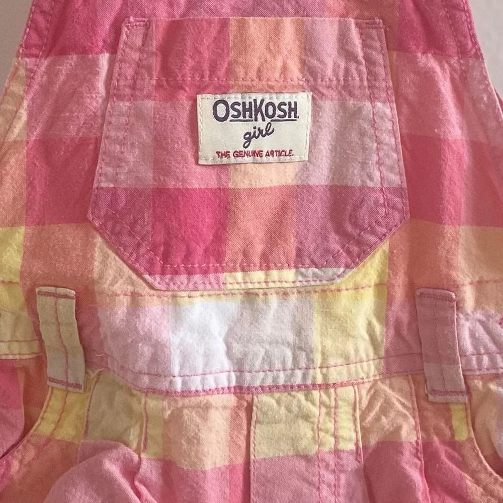 Oshkosh Girl Pink Plaid Overalls